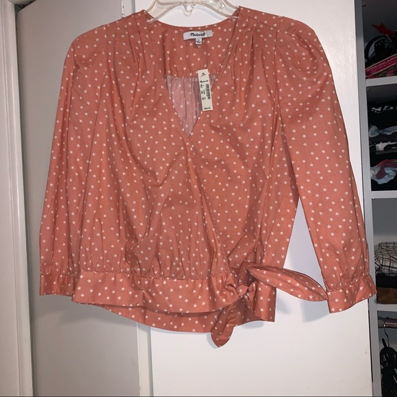 Madewell Star Scatter Coral Wrap Top - Picture 3 of 7